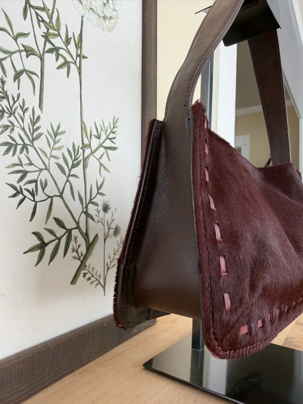 Rare Coach Calf Hair Shoulder Bag in Oxblood - Picture 3 of 5